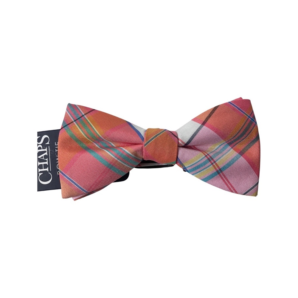 Chaps Orange Griffin Plaid Pre-tied Bow Tie NWT